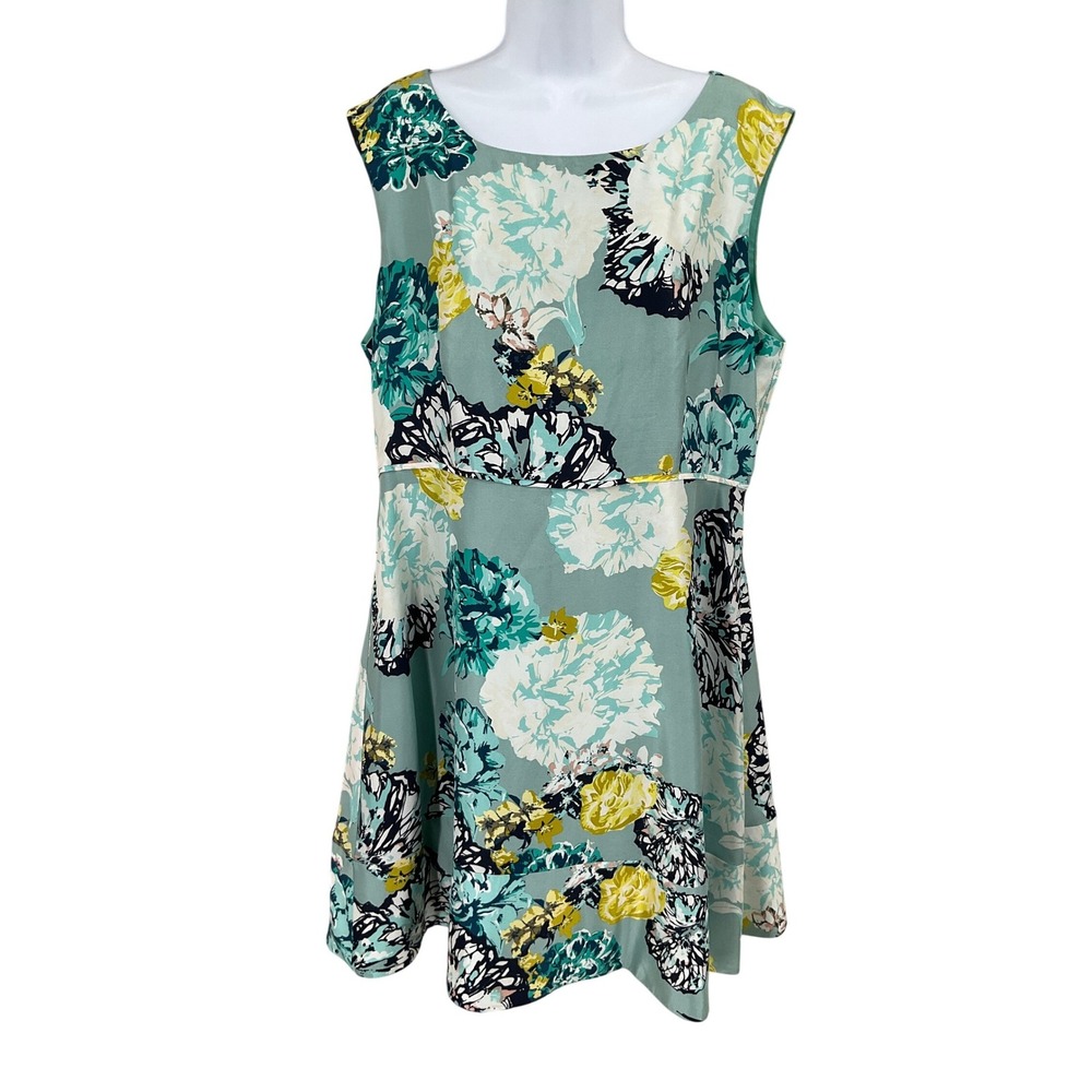 J.Crew Silk Dress Women 16 Flora Fit Flare Sleeveless Classic Preppy Boho Office